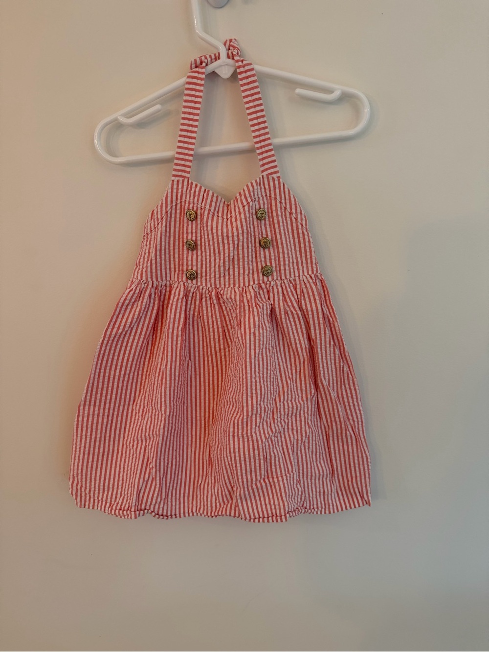 Janie and Jack Pink and White Striped Halter Dress